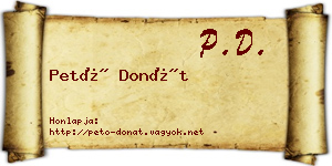 Pető Donát névjegykártya